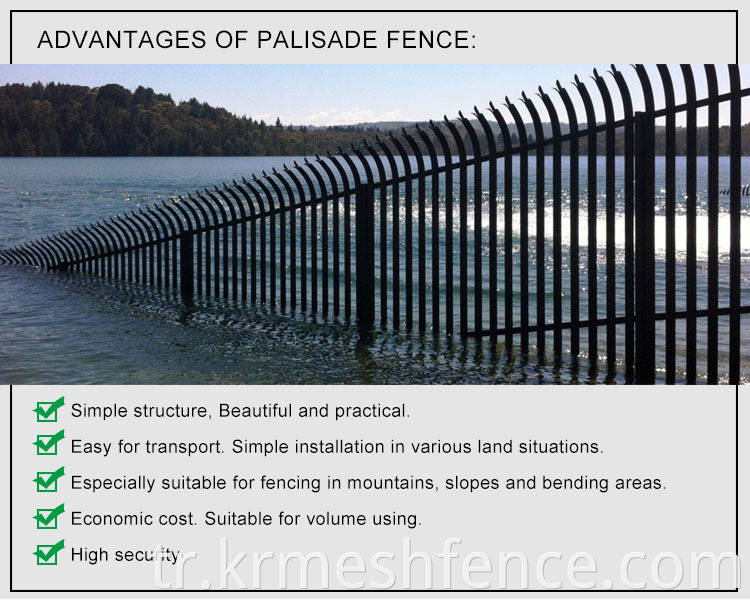 Wrought Iron Galvanized Garden Steel Security Palisade Fence